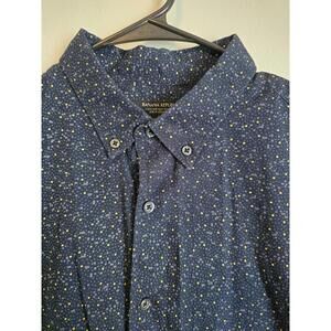 Banana Republic Men’s Navy Geometric Button Down Short Sleeve Collared Shirt (L)